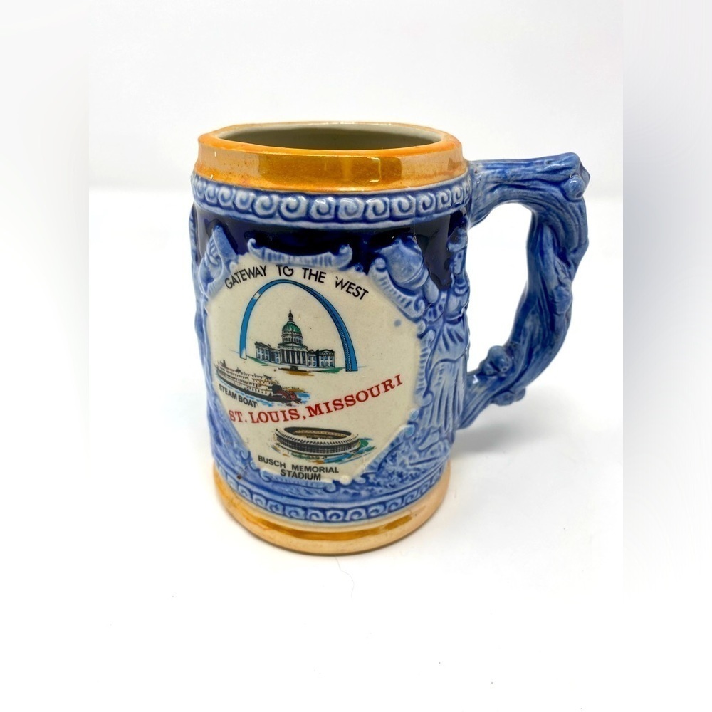 St Louis Missouri Souvenir Beer Stein Mug Busch Stadium Gateway Arch
